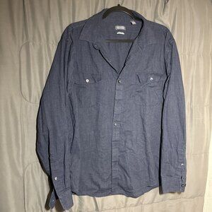 Van Heusen Never Tuck Classic Fit Button Down XLT 17-17.5 Blue Long Sleeve